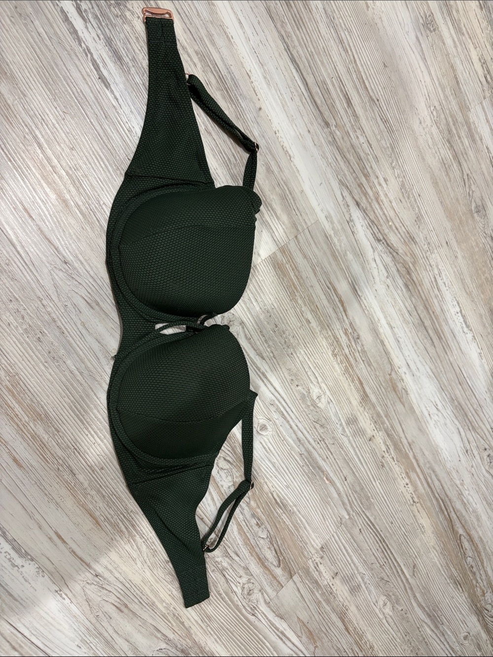 Shade & Shore Dark Green Textured Bikini Top